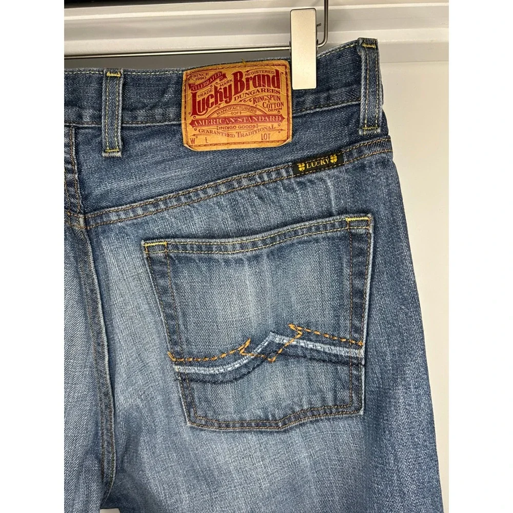 Lucky Brand‎ Taylor Straight Leg Jeans Mens 34x29 Blue Medium Wash Denim Vintage